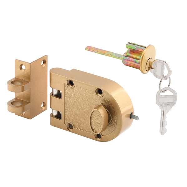 Prime-Line Jimmy-Resistant Deadlock, Diecast, Brass Color, Angle Strike, Single U 9970 - main